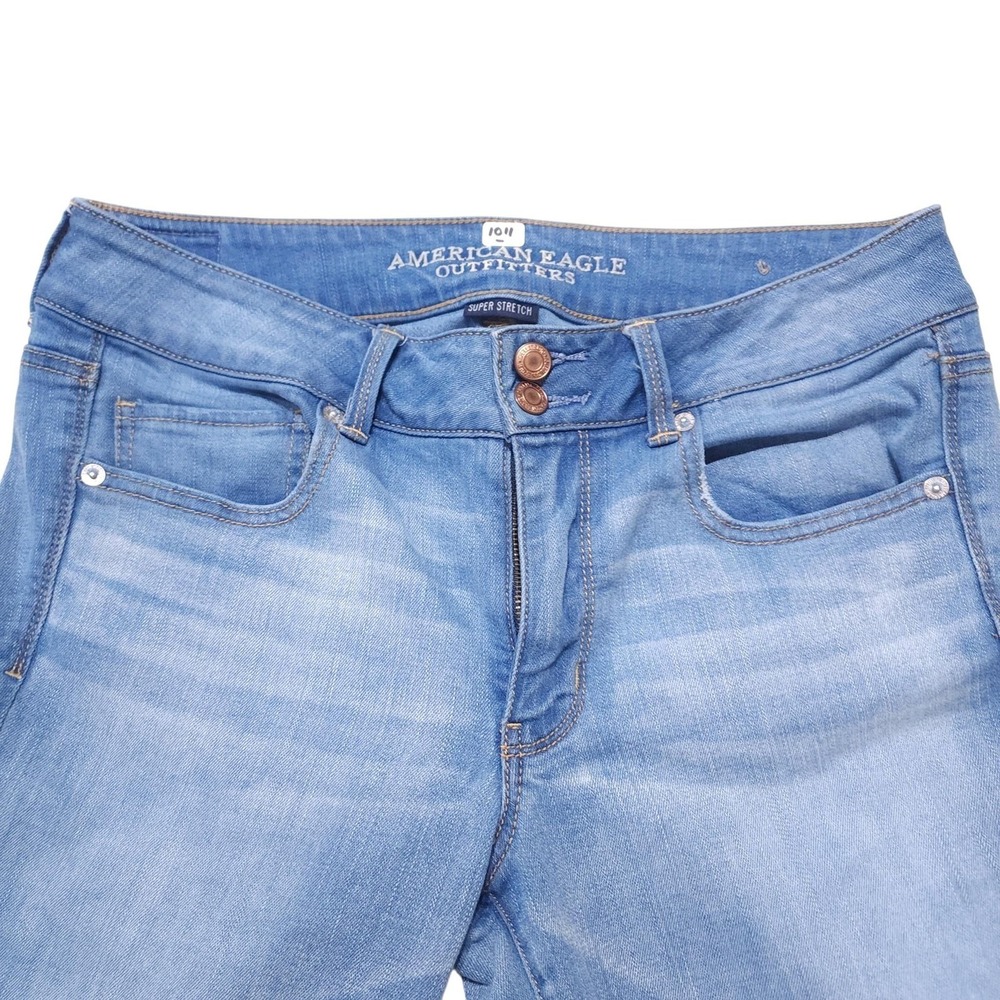 American Eagle Artist Crop Jeans Womens 12 Blue Stretch Bootcut Denim 32x25.5